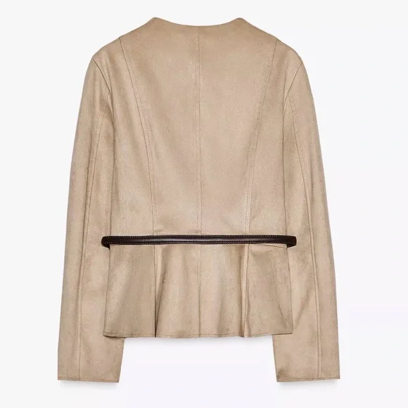 NWT - Zara Suede Belted Women's Jacket - Super Elegant! - Picture 4 of 6